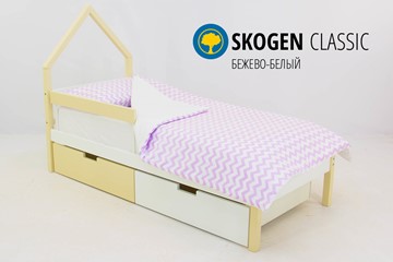 Кровать-домик детская мини Skogen бежево-белый в Кемерово