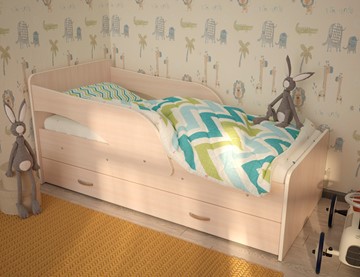 Детская кровать с бортиками Максимка, цвет Млечный дуб в Кемерово