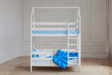 Двухъярусная кровать Домик, цвет белый в Кемерово