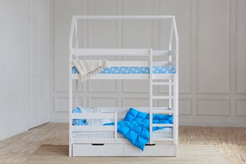 Детская двухэтажная кровать Домик с ящиками, цвет белый в Новокузнецке