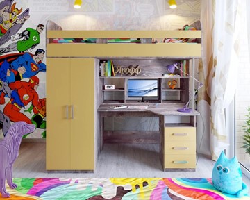 Детская кровать-шкаф Аракс, каркас Бетон, фасад Зира в Кемерово