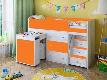 Детская кровать-шкаф Малыш 1600, корпус Винтерберг, фасад Оранжевый в Новокузнецке