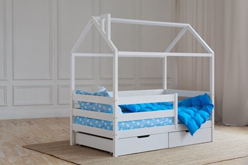 Кровать односпальная детская Домик с ящиками, цвет белый в Кемерово