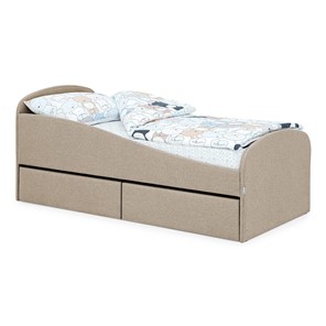Мягкая кровать с ящиками Letmo 190х80 песочный (рогожка) в Кемерово