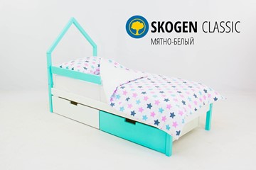 Детская кровать-домик мини Skogen белый-мятный в Кемерово