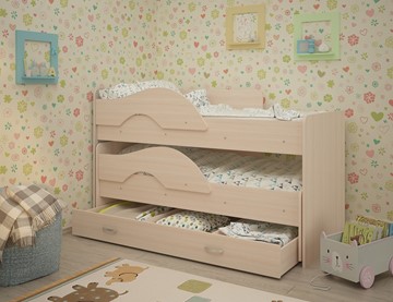 Детская кровать для девочки Радуга 1.6 с ящиком, цвет Млечный дуб в Кемерово