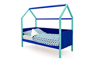 Детская кровать-домик Svogen, мятный-синий мягкая в Кемерово