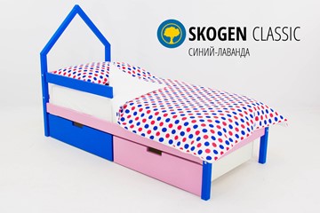 Кровать-домик детская мини Skogen синий-лаванда в Кемерово