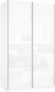 Шкаф Прайм (Белое стекло/Белое стекло) 1200x570x2300, белый снег в Кемерово