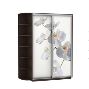 Шкаф двухдверный Экспресс 1900x600x2200, со стеллажом, Орхидея белая/венге в Кемерово