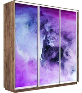 Шкаф 3-дверный Экспресс 2400х600х2200, Фиолетовый дым/дуб табачный в Кемерово