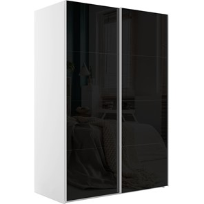 Шкаф 2-х дверный Эста (Стекло черное/Стекло черное) 1600x660x2200, белый снег в Кемерово