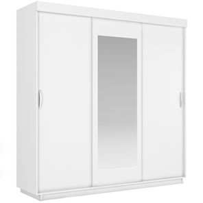 Шкаф трехдверный Лайт (2 ДСП/Зеркало) 1800х595х2120, Белый Снег в Кемерово