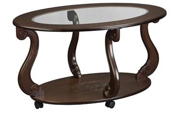 Стеклянный столик Овация-С, на колесах, темно-коричневый в Кемерово