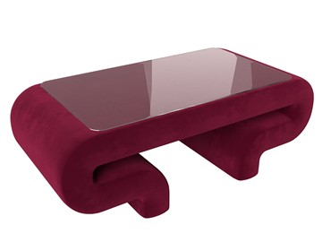 Стеклянный столик Волна, бордовый (микровельвет) в Кемерово