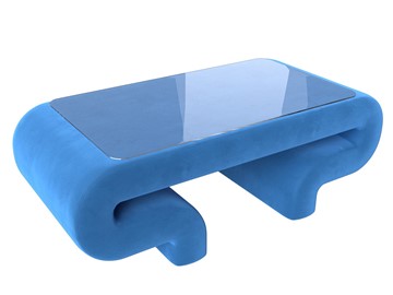 Стеклянный столик в зал Волна, голубой (велюр) в Кемерово
