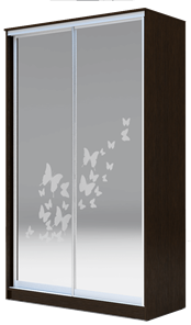 Шкаф 2-х створчатый 2400х1362х620 два зеркала, "Бабочки" ХИТ 24-14-66-05 Венге Аруба в Кемерово