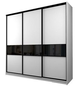 Шкаф 3-х створчатый MAX МШ-25-6-24-999, Профиль Черный/Цвет Белый/Oraclal Черный в Кемерово