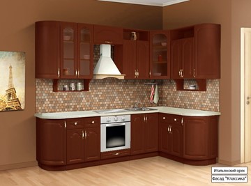 Модульная кухня Марибель Классика 2700х1500, цвет Итальянский орех в Кемерово