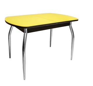 Кухонный раскладной стол ПГ-02 СТ2, венге/желтое стекло/35 хром гнутые металл в Кемерово