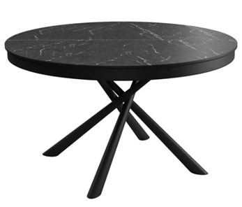 Стол обеденный раскладной DikLine KR120 мрамор черный Калаката/опоры черные в Кемерово