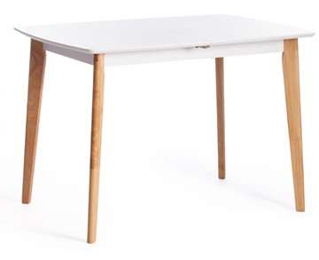 Маленький обеденный стол Claire, дерево гевея/МДФ, 110+30x75x75 Белый/натуральный арт.15111 в Кемерово