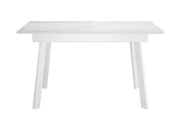 Стол обеденный раздвижной DikLine SKH125 Керамика Белый мрамор/подстолье белое/опоры белые (2 уп.) в Кемерово