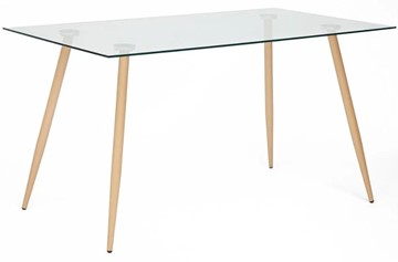 Стеклянный обеденный стол SOPHIA (mod. 5003) металл/стекло (8мм), 140x80x75, бук/прозрачный арт.12098 в Кемерово