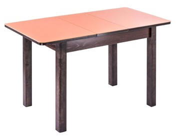 Кухонный раскладной стол Айсберг-01 СТ1, венге ЛДСП/стекло оранжевое/42 прямые массив венге в Кемерово