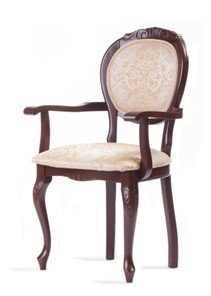 Обеденный стул Барокко с резьбой и подлокотниками (стандартная покраска) в Кемерово