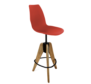 Барный стул SHT-ST29/S92 (красный ral 3020/брашированный коричневый/черный муар) в Кемерово