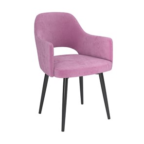 Кухонный стул Берта, велюр тенерифе розовый/Цвет металл черный в Кемерово