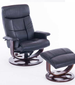Кресло офисное ДамОфис J6011 для релаксации нат. кожа / дерево, черный в Кемерово