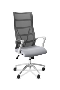 Кресло для руководителя Топ X белый каркас, сетка/ткань TW / серая/ серая в Кемерово