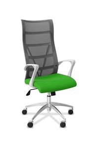 Кресло в офис Топ X белый каркас, сетка/ткань TW / серая/салатовая в Кемерово