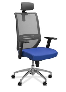 Офисное кресло для персонала Aero с подголовником, сетка/ткань TW / черная/ синяя в Кемерово