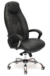 Кресло офисное BOSS Lux, кож/зам, черный/черный перфорированный, арт.9160 в Кемерово