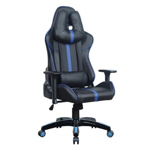 Компьютерное кресло BRABIX "GT Carbon GM-120", две подушки, экокожа, черное/синее, 531930 в Кемерово