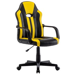 Кресло компьютерное RABIX "Stripe GM-202", экокожа, черное/желтое, 532510 в Кемерово