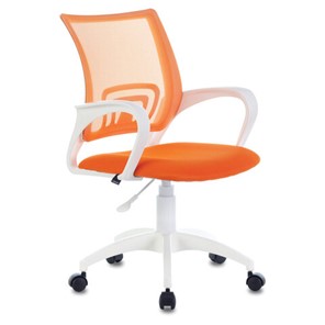 Кресло Brabix Fly MG-396W (с подлокотниками, пластик белый, сетка, оранжевое) 532401 в Кемерово