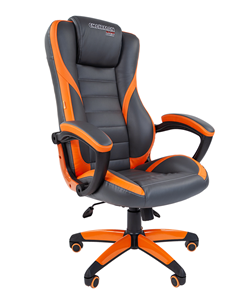 Кресло компьютерное CHAIRMAN GAME 22 эко кожа, серый/оранжевый в Кемерово