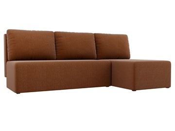 Угловой диван с оттоманкой Поло, Коричневый (рогожка) в Кемерово