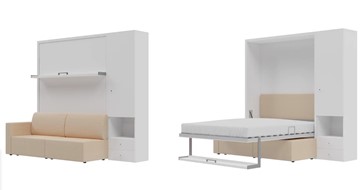 Кровать-шкаф Кровать-трансформер Smart (КД 1400+ШП), шкаф правый, левый подлокотник в Кемерово