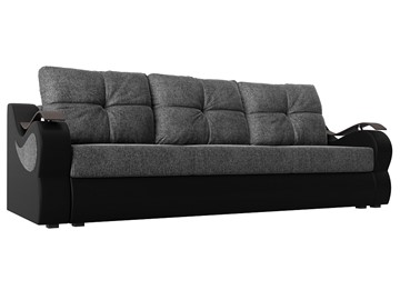 Прямой диван Меркурий еврокнижка, Серый/черный (рогожка/экокожа) в Кемерово