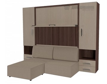 Подъемная кровать Кровать-трансформер Smart (ШЛ+КД 1600+ШП+Пуф), 2 шкафа, без подлокотников в Кемерово