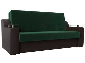 Прямой диван Сенатор Аккордеон 160, Зеленый\Коричневый (Велюр\Экокожа) в Кемерово