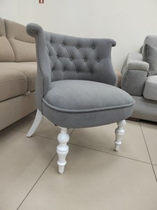 Кресло Бархат (серый бархат/белая эмаль), 000042564 в Кемерово
