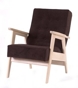 Кресло Ретро (беленый дуб / RS 32 - коричневый) в Кемерово