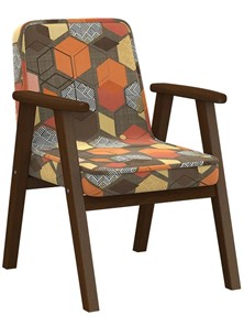 Кресло в гостиную Ретро ткань геометрия коричневый, каркас орех в Кемерово