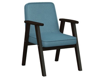 Мягкое кресло Ретро ткань голубой, каркас венге в Кемерово
